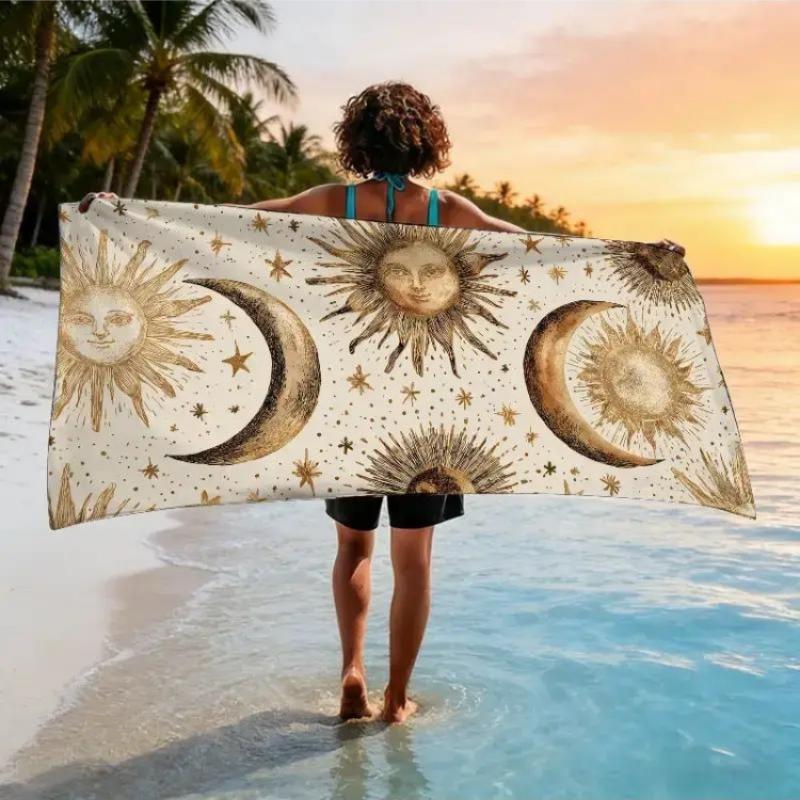 of Solar Observation Activity Themed Beach Towel,Solar Eclipse,Lunar Surface,Hypnotic State,Alternate Dimension,Prehistoric Era