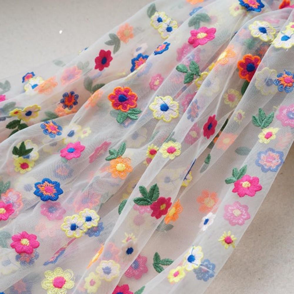 Тюль Цветочная Вышивка Кружево Ткань Разноцветная Сетка Сделай Сам Свадебная Легкая