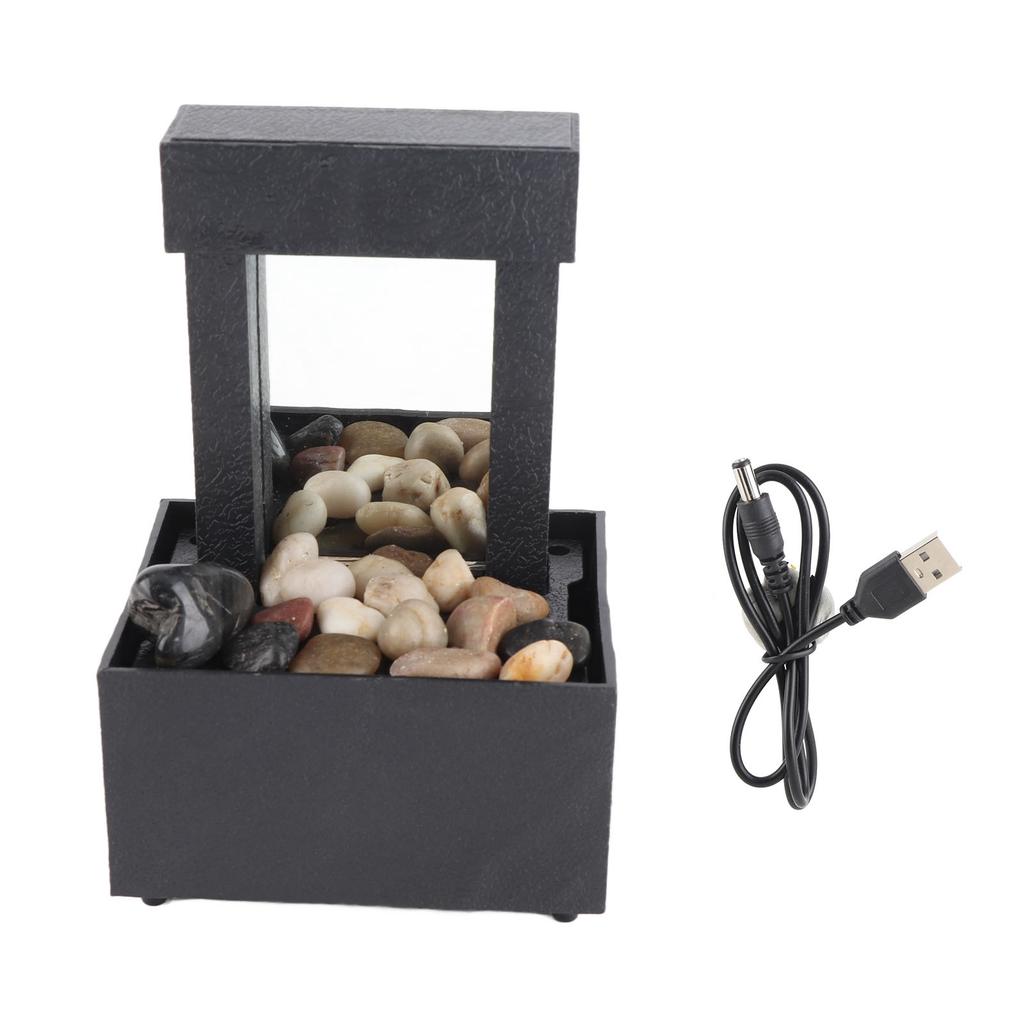 Зеркальный комнатный настольный фонтан с каменной светодиодной подсветкой, автоматическое отключение питания через 2 часа для дома, офиса, релаксации