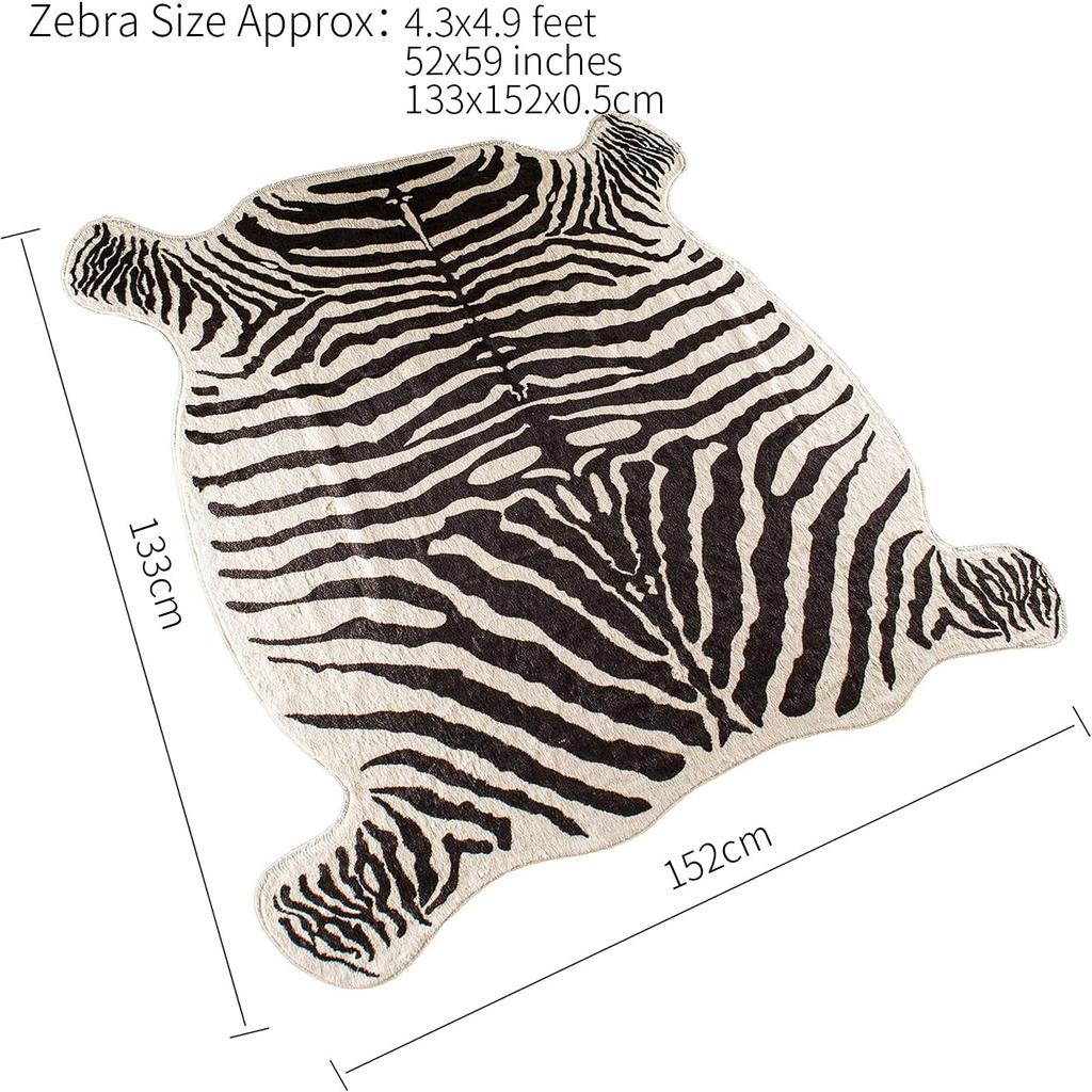 Townssilk Zebra Carpet, Animal Print Faux Fur Carpet, 4x4.6 Feet, Home Rug…