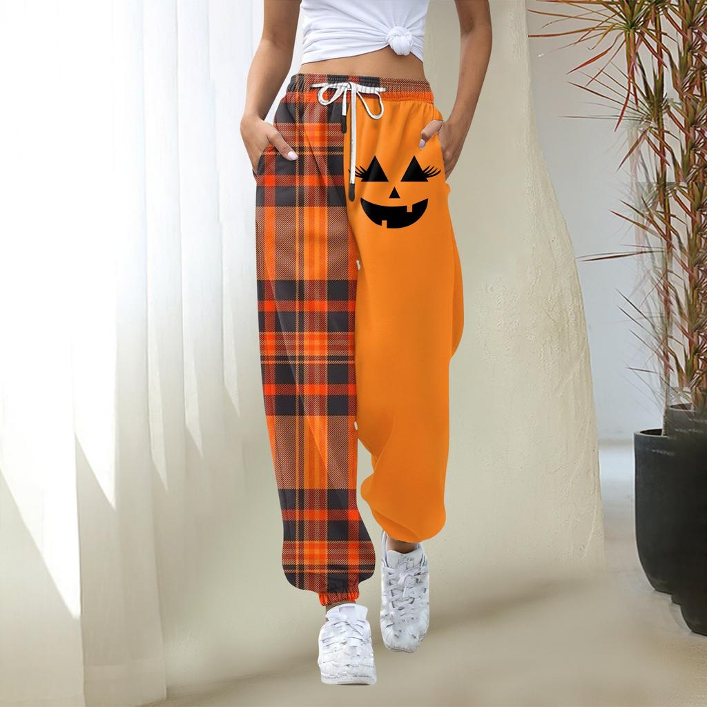 Женские повседневные модные рождественские принты, повседневные брюки с эластичной резинкой на талии и завязками на шнурке