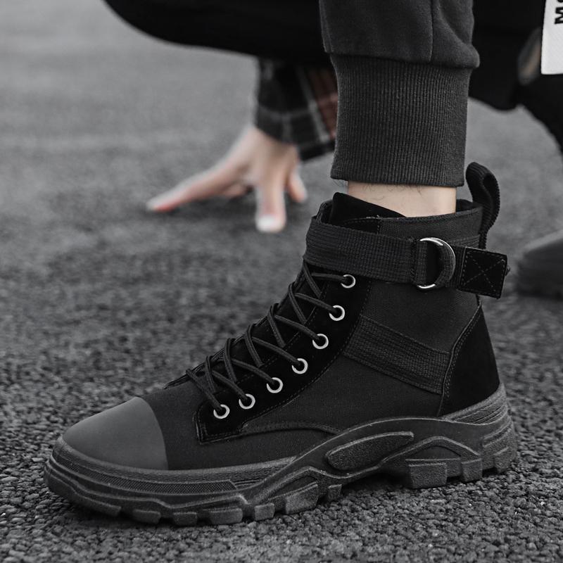 Модные черные ботинки для мужчин, высокие рабочие ботинки для активного отдыха, удобные дышащие повседневные ботинки для мужчин, botas para hombre