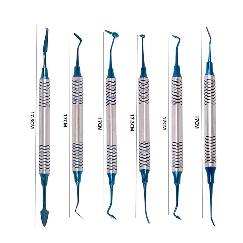 6Pcs Dental Composite Resin Filling Spatula Double Heads Mixing Carving Spatula Titanium Plated Head Filler