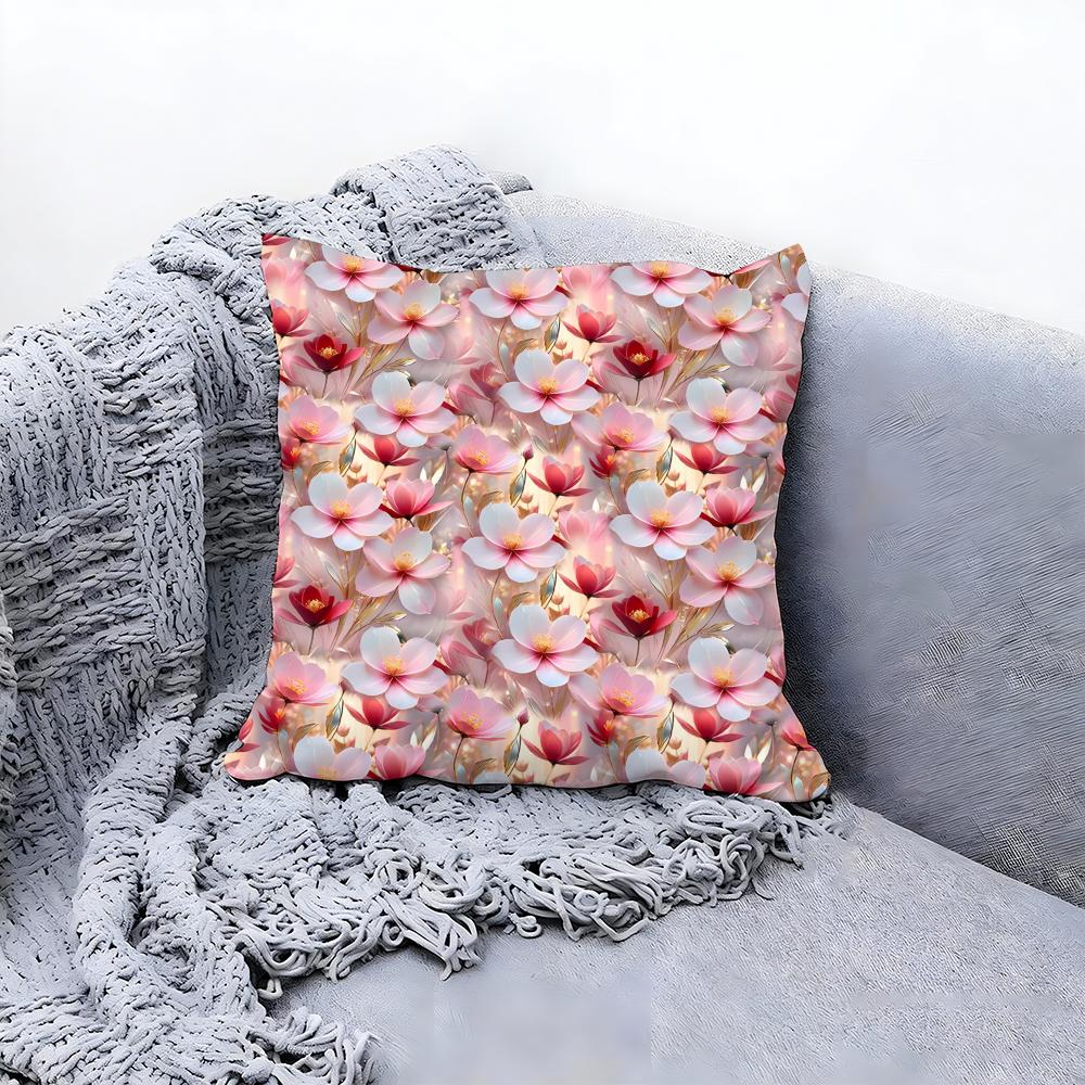 Pretty D Flower Pattern Decor Cushion Cover Premium Comfort Reversible Pillow Cove in One Design for Any Room Car Interior