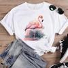 (Asian Size) Fashion Watercolor Flamingo Trend 90s Print Female Casual T Clothing Casual Women's Top Graphic Tee Short Sleeve T-shirts
