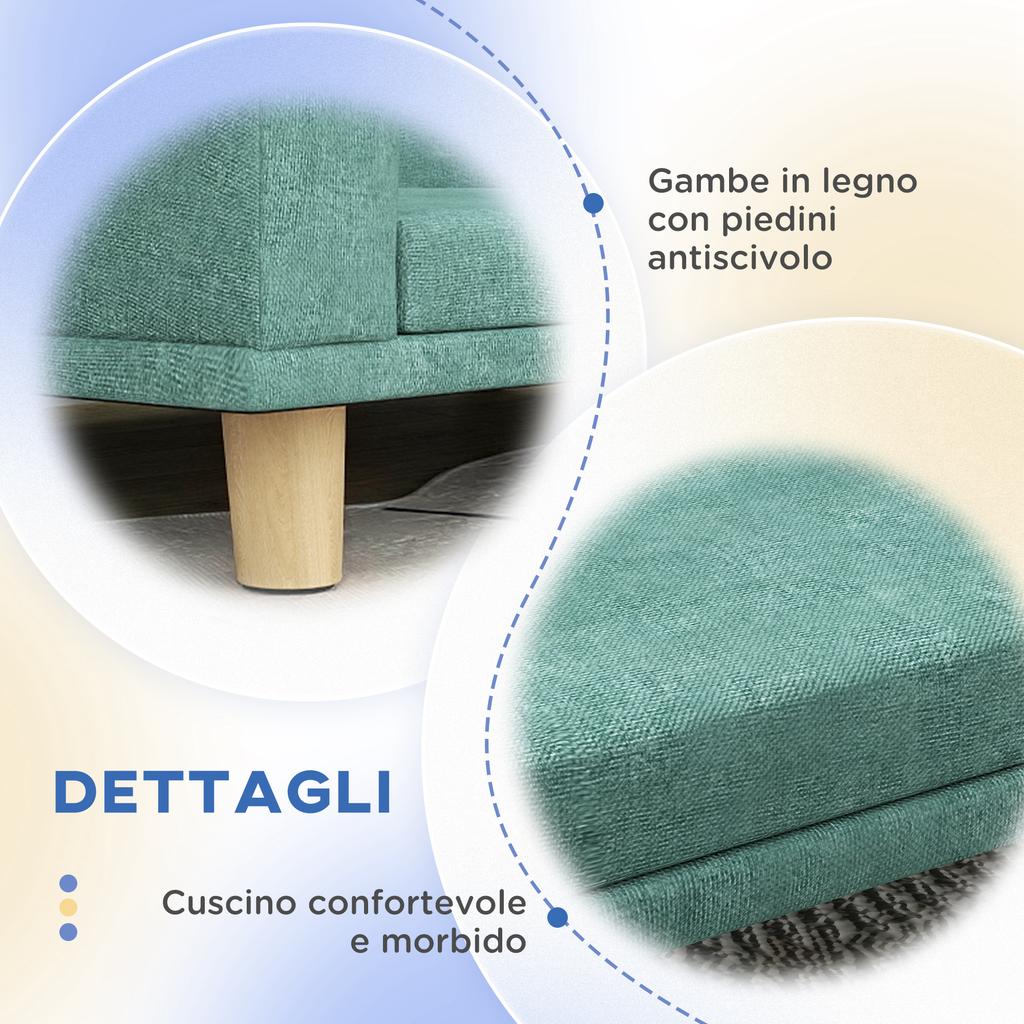 Large Dog Sofa with Raised Legs and Removable Cushion, 98x67x25 cm, Light Green