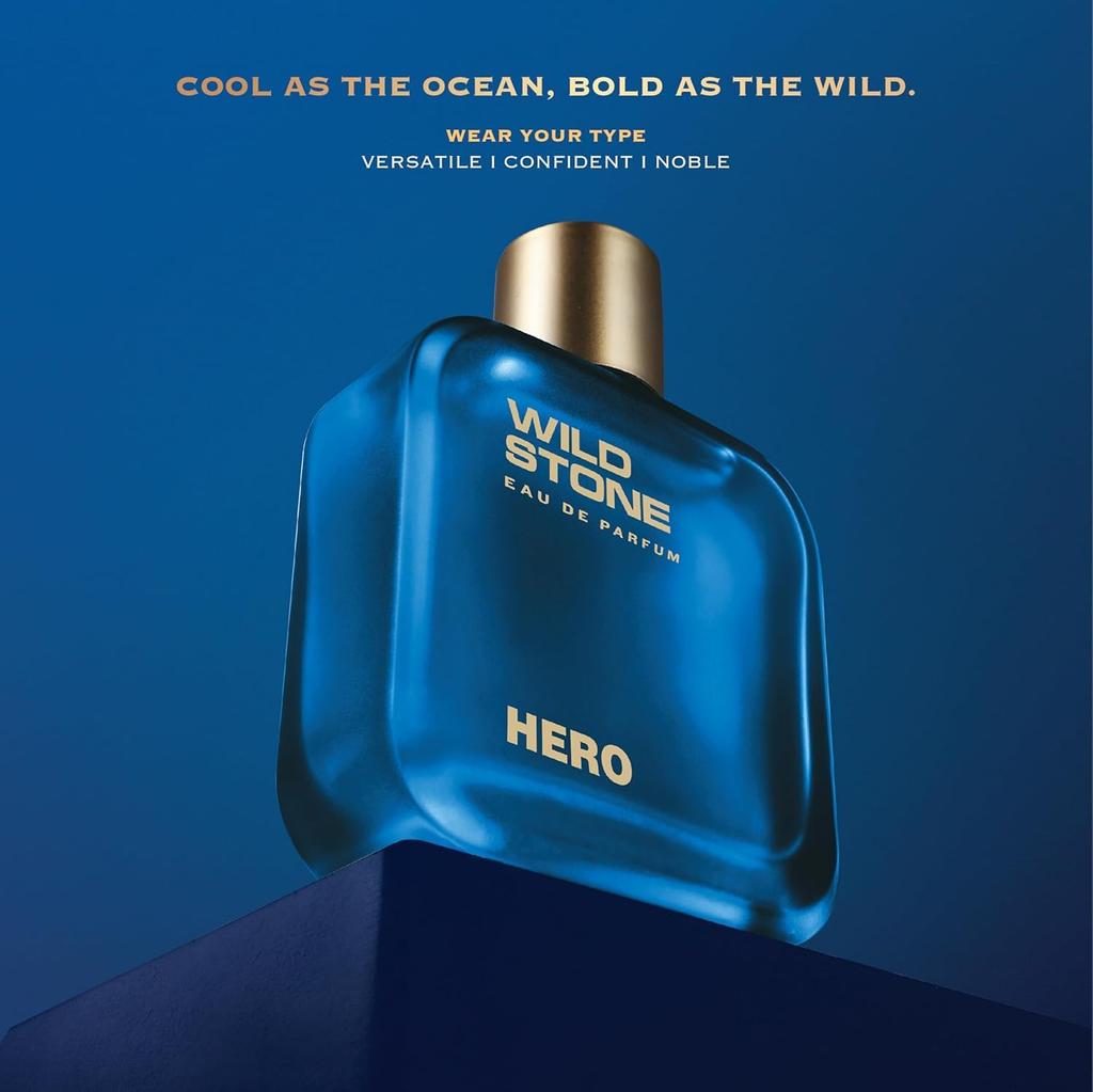 Wild Stone Hero Eau De Parfum For Men 100ml Long Lasting Luxury Fragrance With Woody Marine Notes Ideal Gift Perfume For Him