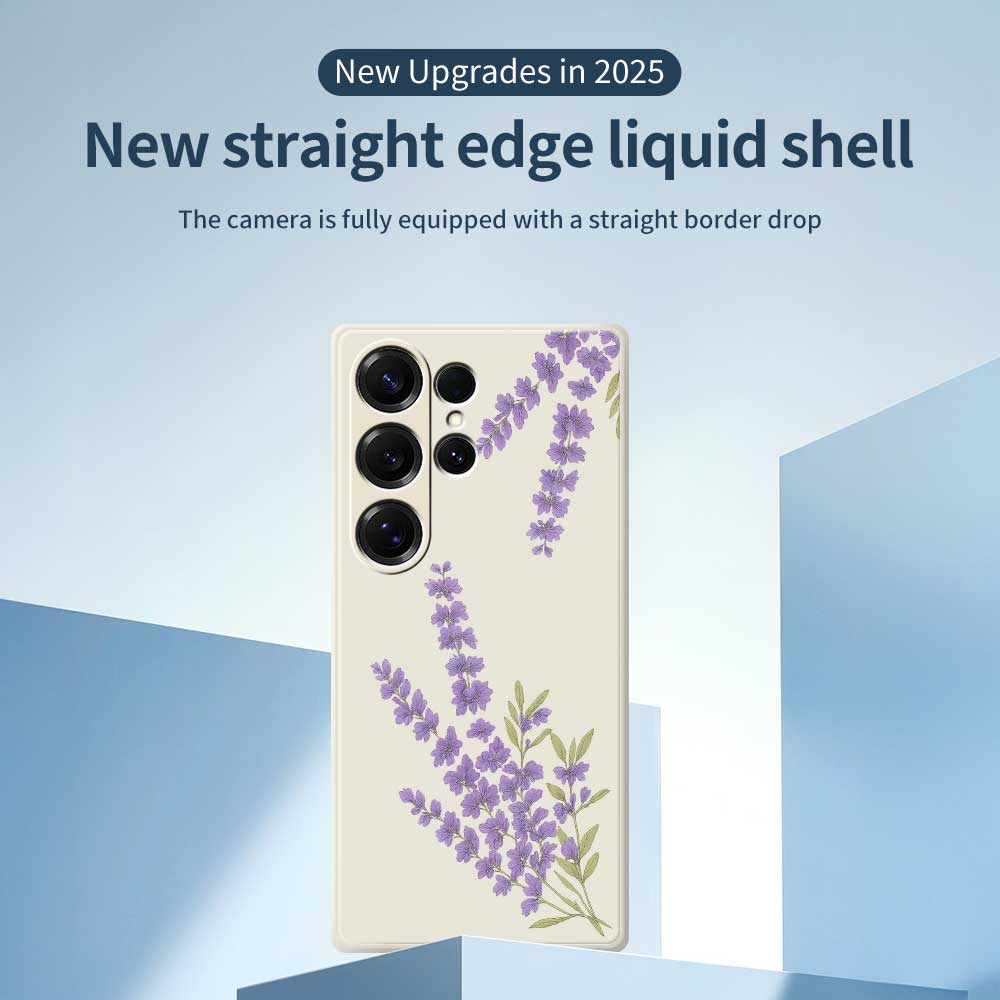 For Samsung Galaxy S25 Ultra Case Lavender Pattern Printing Straight Edge TPU Phone Back Cover
