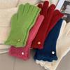 Knitted Gloves Women's Winter Warmth Leakage Finger Solid Color Wool Can Touch the Screen Finger Riding Windproof Riding
