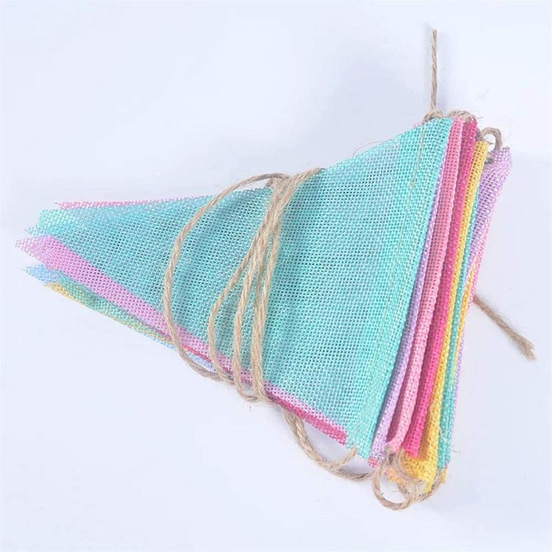 4M Colorful Jute Linen Flag Pennant Birthday Bunting Banner Wall Hanging Wedding
