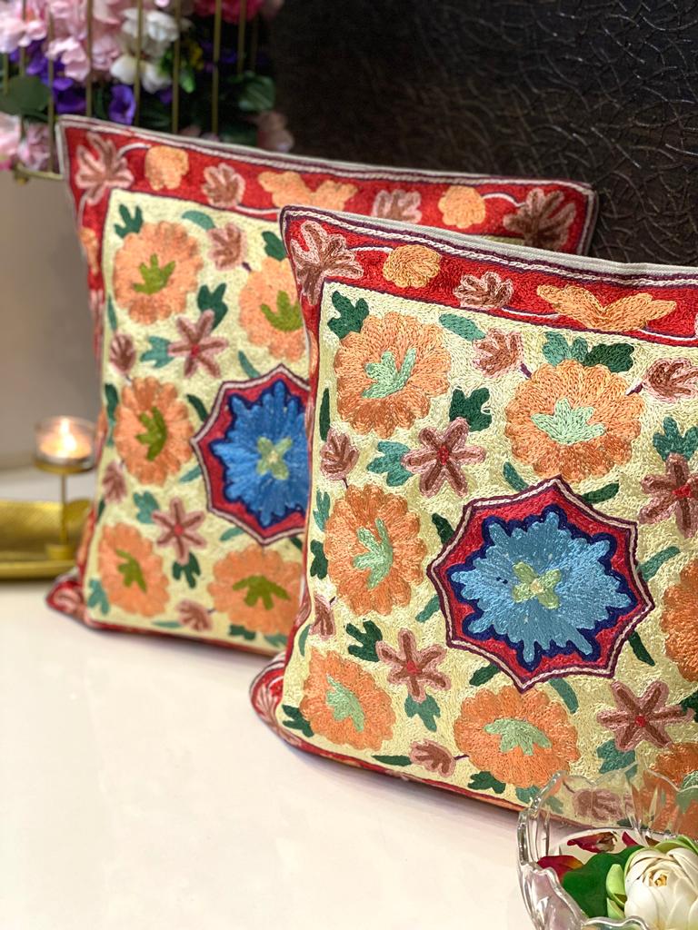 Pair of Kashmiri Cushion Covers- 16*16 Inches