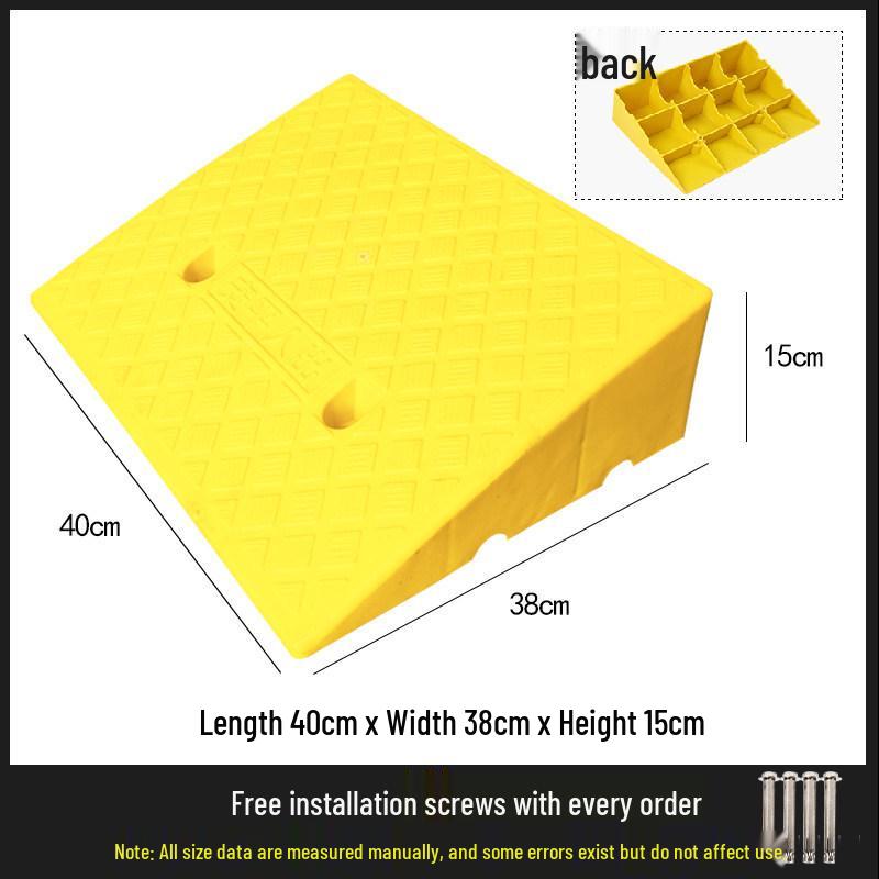 Car Curb Ramp: Plastic Step Pad for Sill, Edge, or Slope, Ideal for Uphill Climbing and Speed Bump Triangle Pad