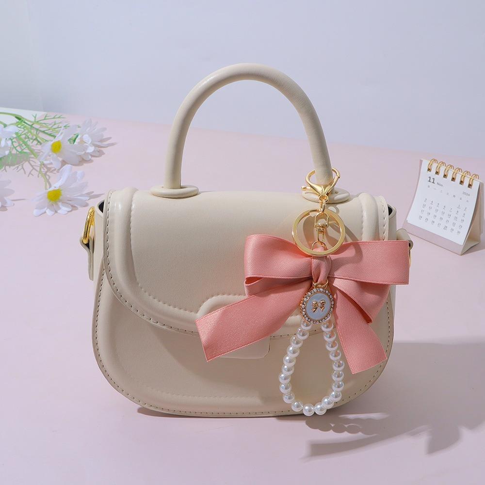 Handmade Bowknot Keychains Fabric Ribbon Headphone Case Accessories Creative Pearl Bow Keychain