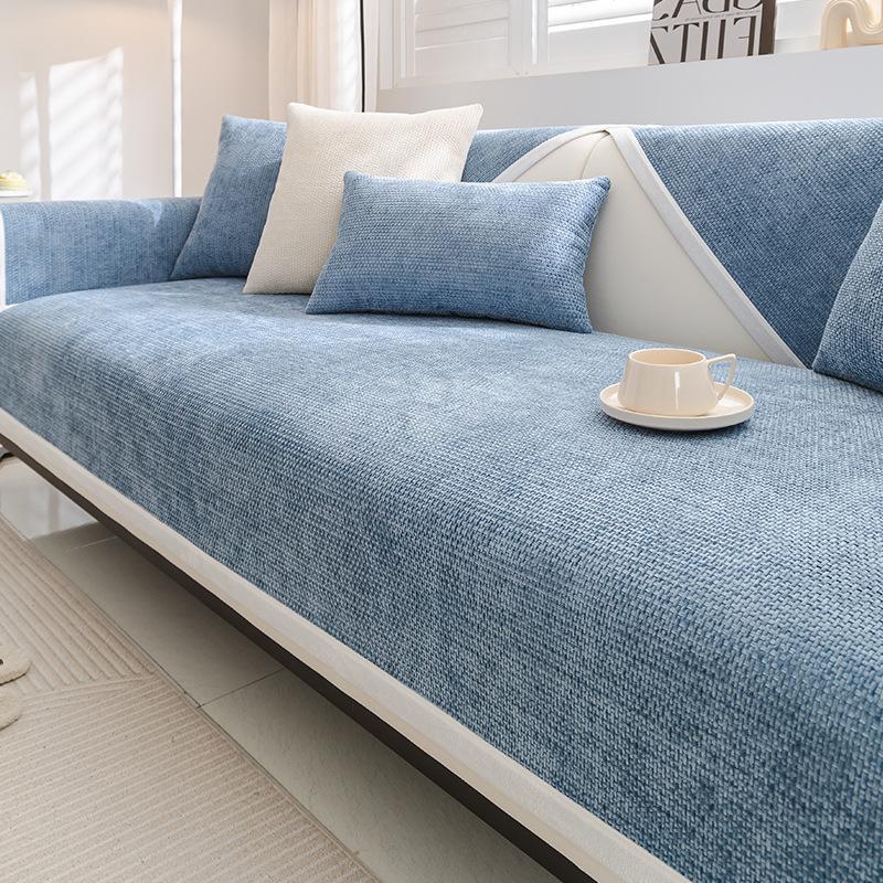 Nordic Minimalist Style Sofa Cushion Solid Color Chenille Sofa Suit Non-Slip Stain-Resistant Sofa Cover Towel Four Seasons Universal