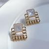 Элегантные аксессуары для ушей с ретро-плетеными металлическими искусственными жемчужинами квадратные клипсы для ушей без отверстий для ушей