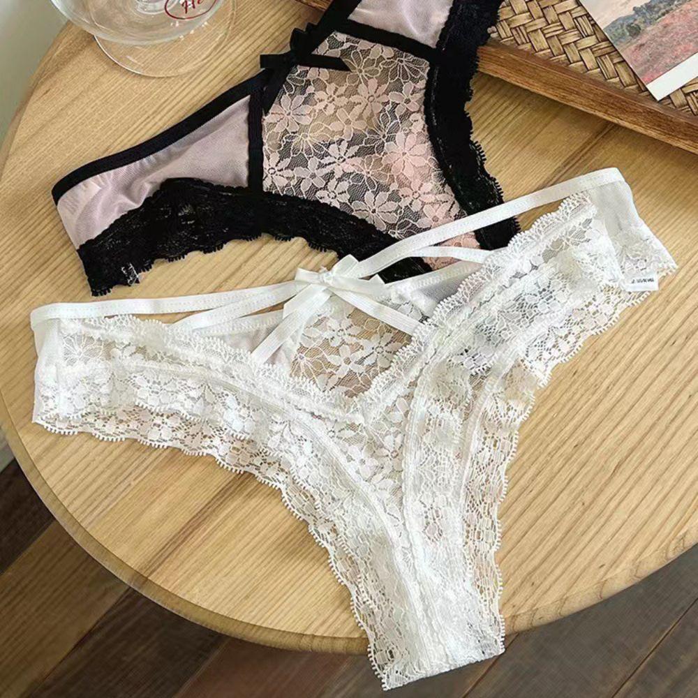 Ruffle Mesh Floral Bowknot Panties Thong Lace Flower Transparent Briefs Comfortable   Girl