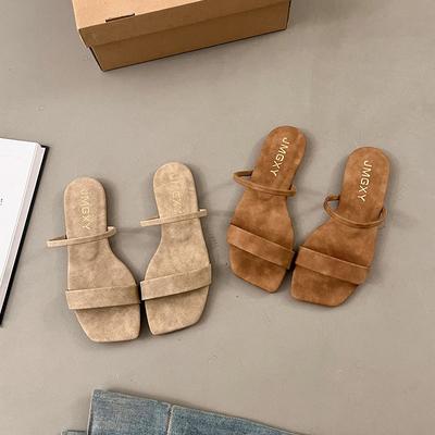 Тапочки, женские, женская обувь, летние, квадратный носок, «рыбий рот», сандалии, женские, тапочки на плоской подошве