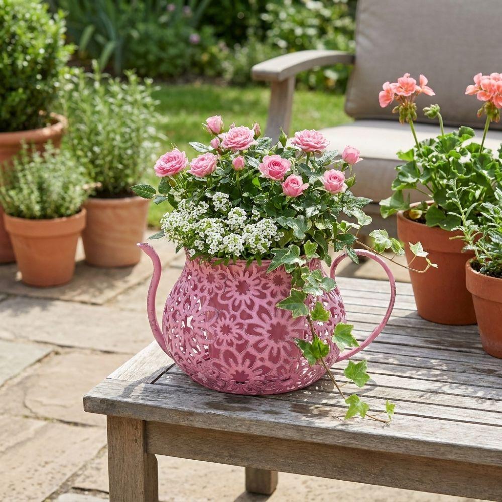 Floral Cutout Flower Pot Retro Decorative Flowerpot Ornaments Vintage Flowerpot Garden