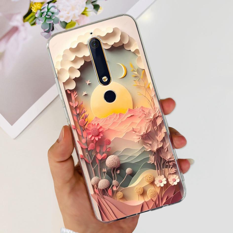 For Nokia 6 2018 Case Fashion Flower Soft Silicone Bumper For Nokia 6.1 Cover TA-1043 TA-1045 TA-1054 TA-1050 TA-1068 Phone Case