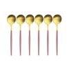 6Pcs Pink Gold Spoon Set Matte Stainless Steel Soup Spoon Dinner Set Coffee Scoop Cake Fruit Spoon Salad Dinnerware Flatware Set