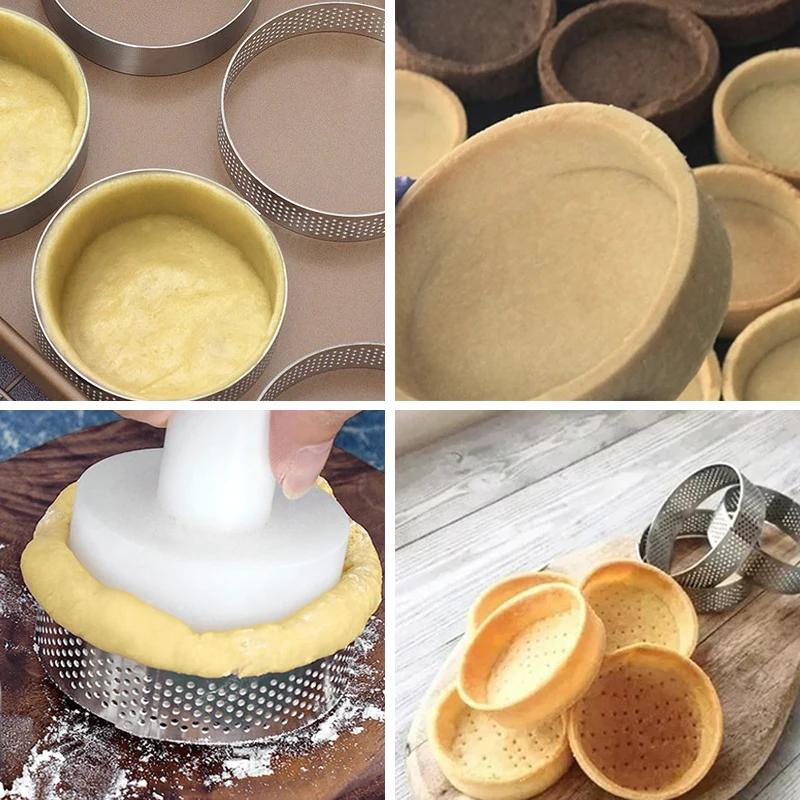 Circular Tart Ring Stainless Steel Tartlet Mold Perforated Fruit Pie Quiche Cake Mousse Mold Kitchen Pastry Baking Mold