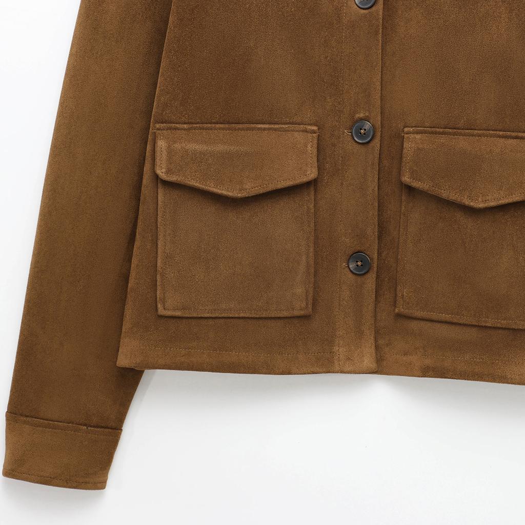 Женская модная куртка-пальто с большими карманами, короткими длинными рукавами и застежкой на пуговицы