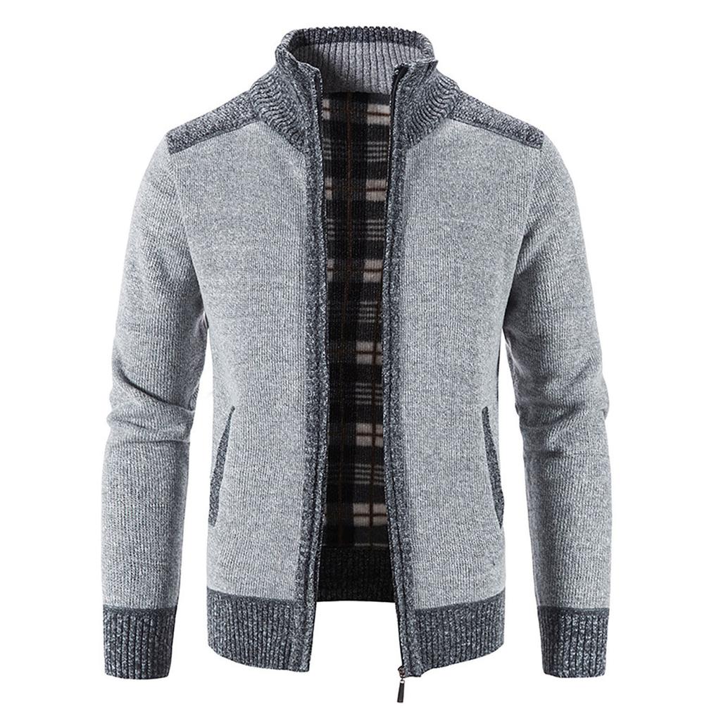Men's Casual Autumn Winter Zipper Sweater Stand Collar  Cardigan Tops Sweater Blouse Coat