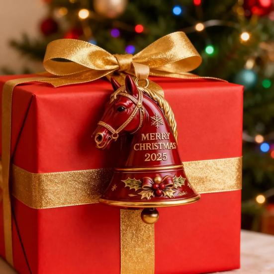 2025 Ручная работа Лошадь Колокольчик Украшение Красный Металл Рождественское Украшение Памятный Подарок для Любителей Конного Спорта