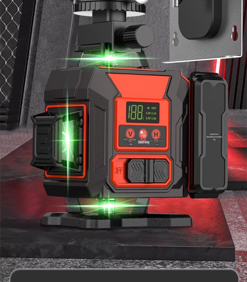 12-линейный высокоточный зеленый инфракрасный уровень с автоматическим креплением к наружной стене и самовыравниванием