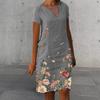 Женское летнее платье с v-образным вырезом и цветочным принтом, свободное прямое платье-пуловер длиной до колена, цветное платье миди, женская одежда