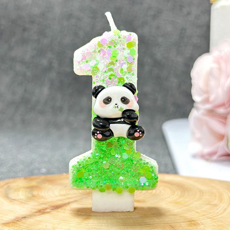 1PC Creative Digital Candles Cute Panda Birthday Cake Party Candle Party Atmosphere Candle Scene Decoration Suppliescor Number3