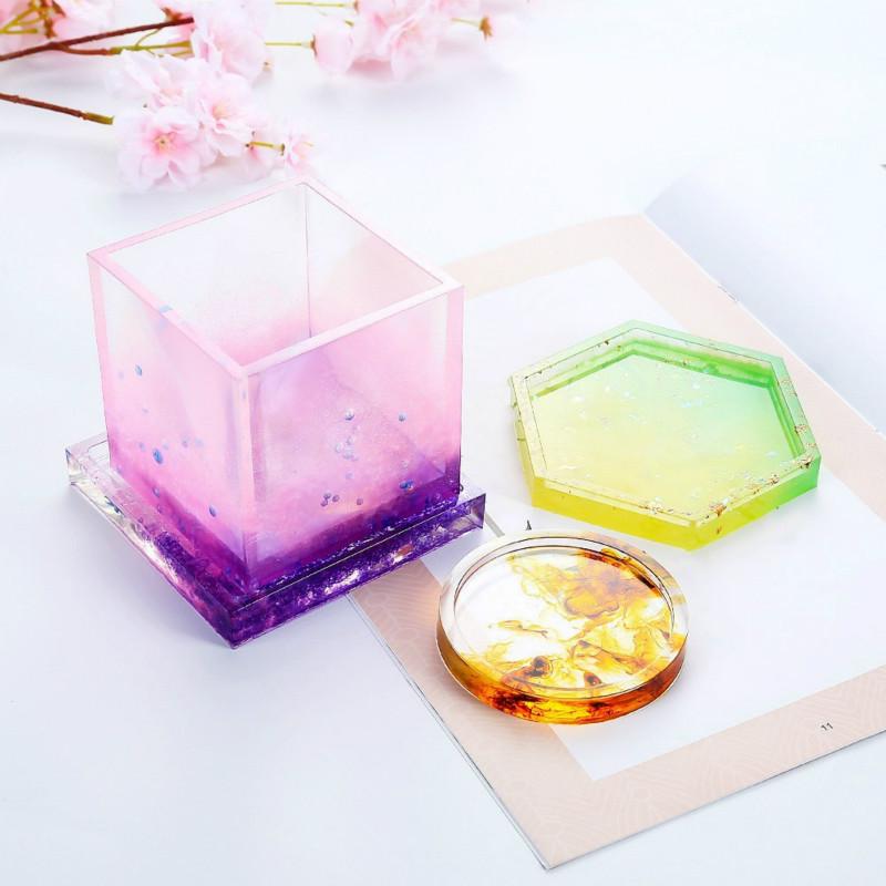 Silicone Flower Pot Base Mould Cup Mat Mould Crystal Epoxy DIY Mould