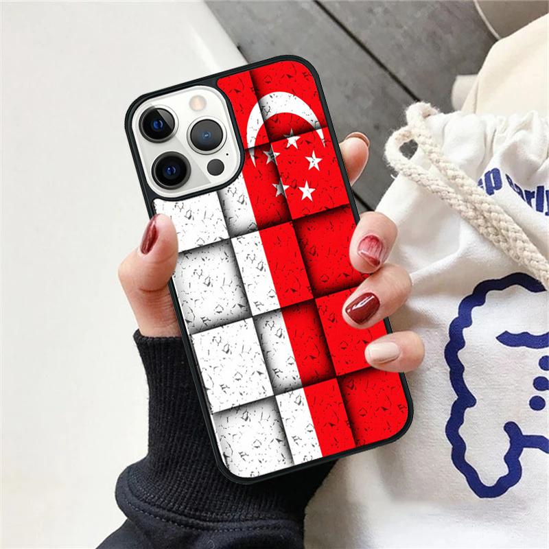 Singapore Flag Phone Case For iPhone 17 Air 15 16 Cover 11 13 14 Pro Max 12 Plus Max Fundas