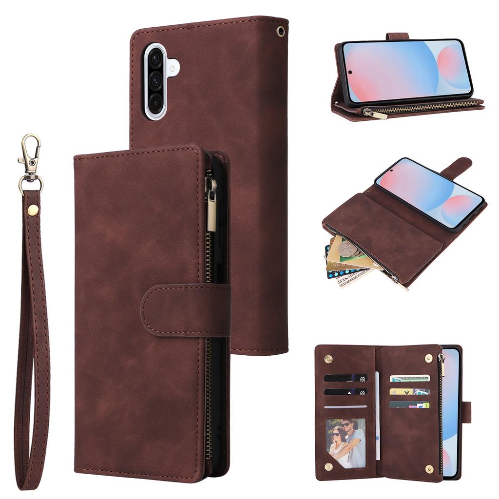 For Samsung Galaxy A56 5G Case Zipper Wallet Multiple Card Slots Leather Phone Cover