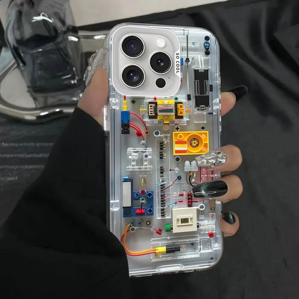 Продвинутый чехол для телефона с платой Circuit Board для IPhone 11 12 13 14 15 16 Pro Max X XS MAX XR SE2 7 8 Plus Цветной Серебристый Жесткий чехол Fundas