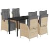 VidaXL Ensemble à Manger de Jardin avec Coussins 5 pcs, Table et Chaises avec Dossier et Repose-pied Réglables, Meubles 3213457