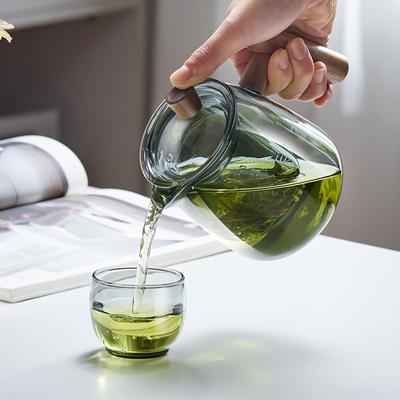 1 комплект стеклянный чайный сервиз, чайник, 530 мл/17,9 унций, чашка для чая, 90 мл/3 унции, прозрачный чайник с заварочным устройством, бытовой стеклянный, устойчивый к высоким температурам чайник, чайник для чая, подбородок