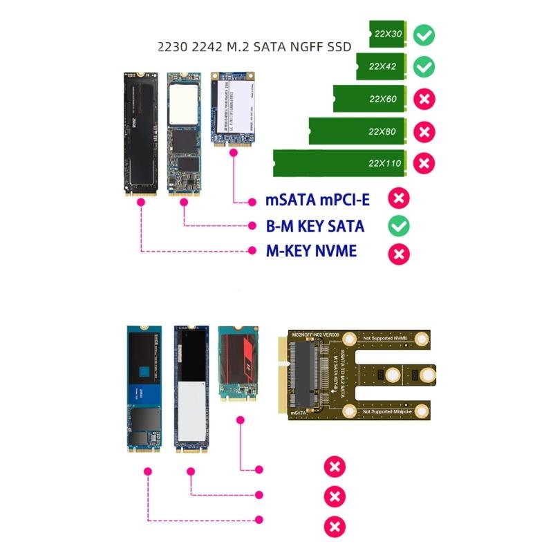 Converter Card Transforming MSATA to M.2 SATA3.0 Converter Card Support 2230 2242 Motherboard Device