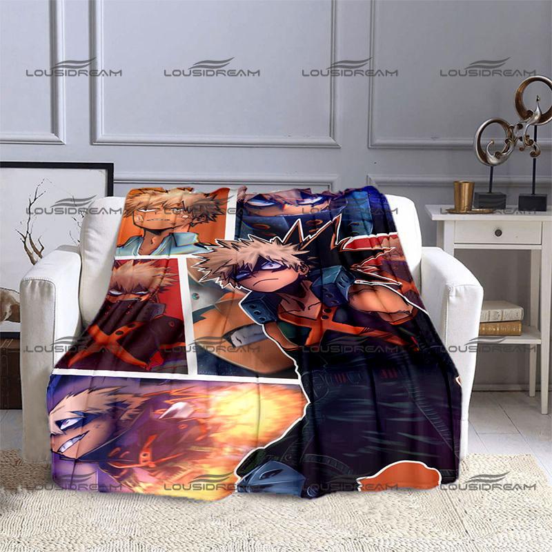 Cartoon Animation Pattern Blanket My Hero Academia Warm Flannel Thin Blanket Portable Home Travel Office Lunch Break Blanket