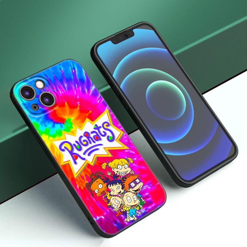 Чехол для телефона с изображением героев мультфильмов R-Rugrats для Apple iPhone 12 13 Mini 11 14 15 Pro Max 7 8 Plus X XR XS SE 2020 2022, черный силиконовый чехол