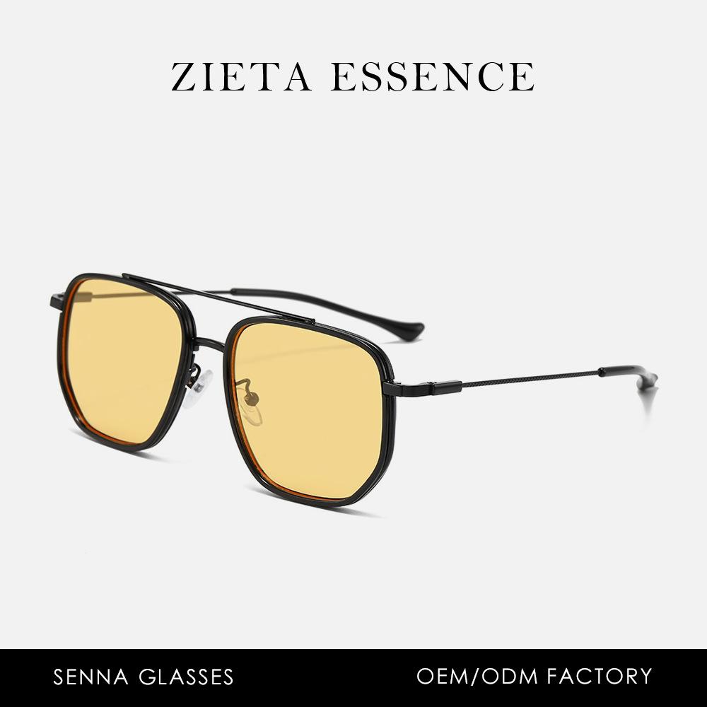 Large Frame Metal Sunglasses Anti-Blue Outdoor Glasses Square Retro Aviator Sunglasses