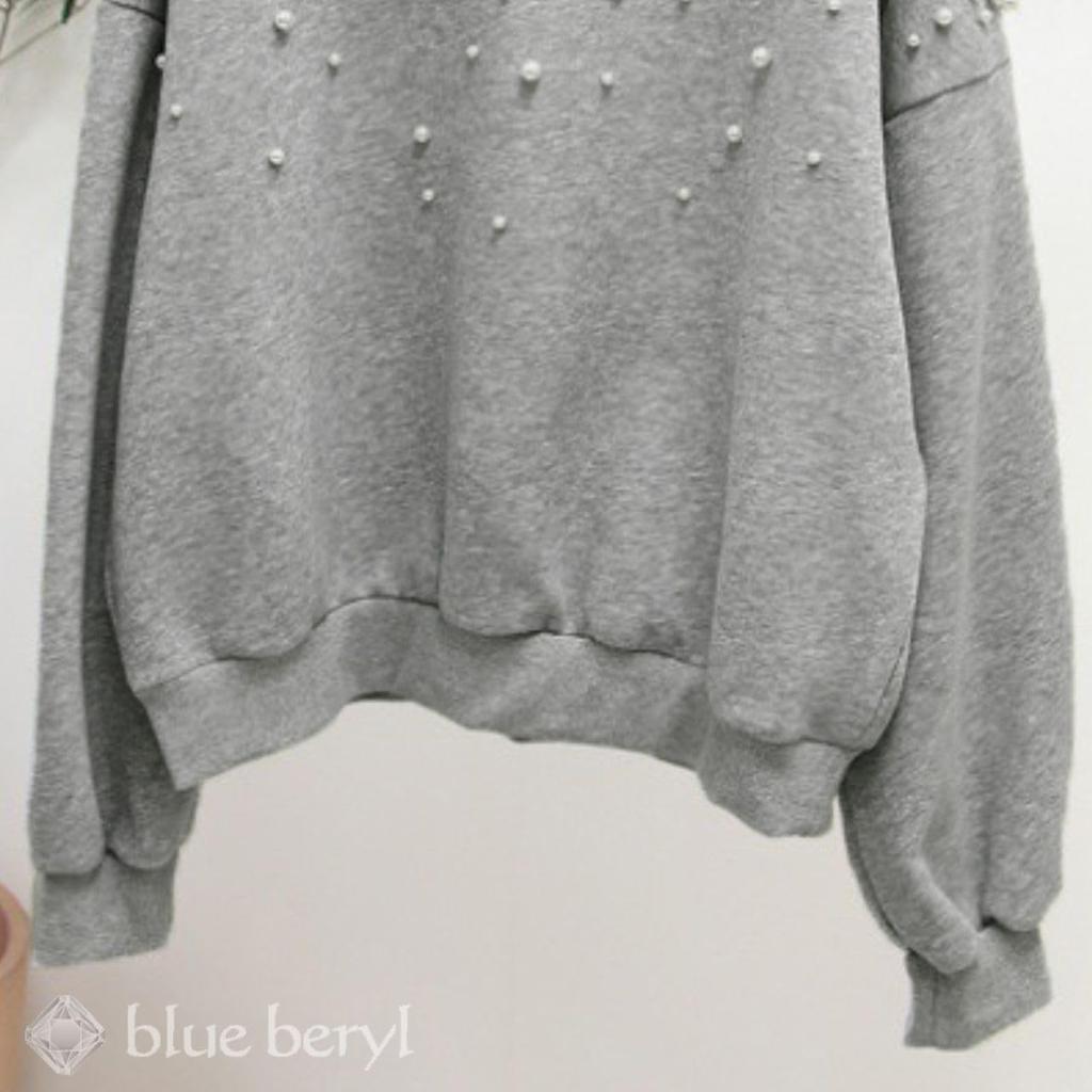 Sweat Pullover Pearl Voluminous Sleeves Round Neck Punch Material Loose Wear Clothes Modest Chest Design Sleeves Clothes Fluffy Sleeves Tall