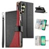 For Samsung Galaxy A17 5G Case Zipper Wallet Color Splicing Leather Flip Phone Cover with Straps