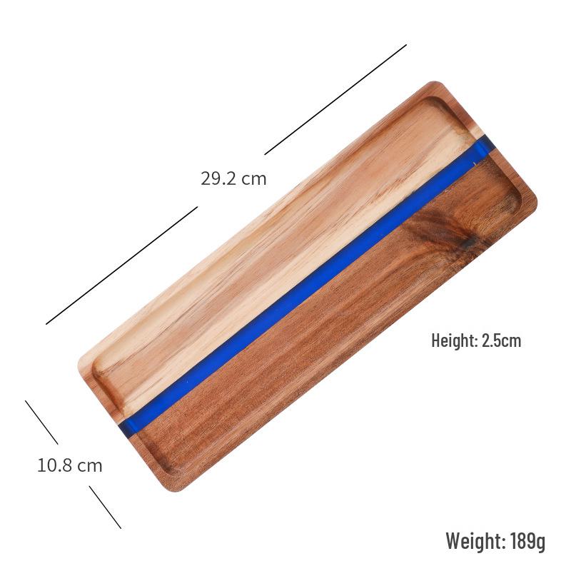 Acacia Wood Food Tray with Resin Marble Coaster - Perfect for Serving Tea, Bread, Fruit and Dinner
