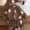 Autumn and Winter Plush Thickened Set Korean Edition Children's Home Clothes Men's and Women's Warm Set Children's Clothing