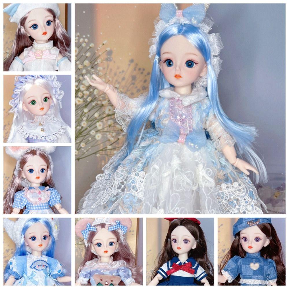 3D Eyes BJD Dolls with Clothes Removable Joints Doll Simulated Eye Hinge Doll Girls Gifts
