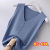 V-образный вырез Ice Silk Sling Knitted Vest Женская свободная трикотажная рубашка без рукавов с верхом 6XL