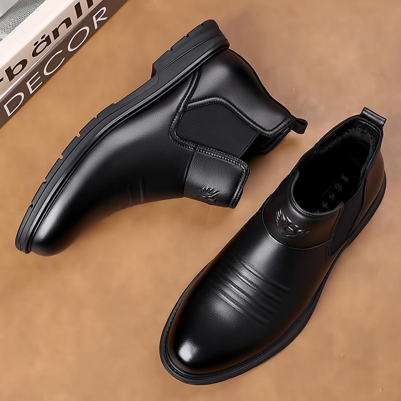 Мужская повседневная обувь высокого класса для бизнеса, универсальная для офиса и улицы, мужские кожаные ботильоны, обувь на высоком голенище в британском стиле