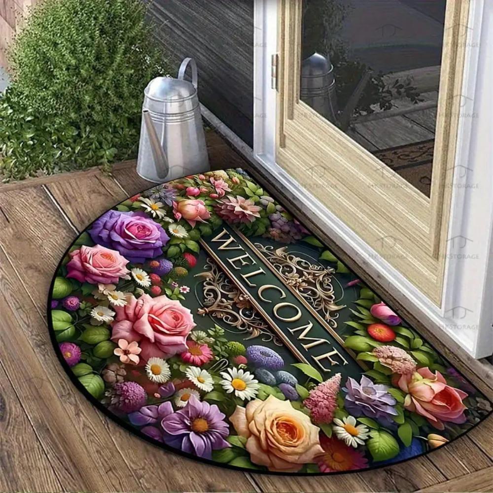 Flower Floral Welcome Rugs Non Slip Door Mat High Quality Entrance Mat Indoor Outdoor