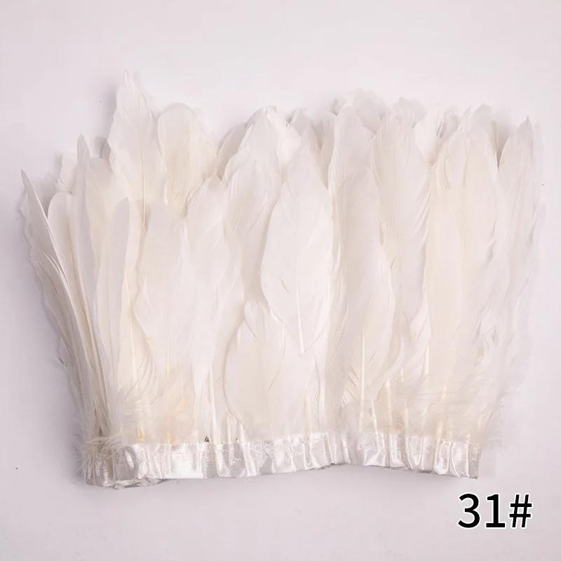 2M/Lot Real Geese Feather Fringe Ribbons Goose Feathers Trim Dyed for Dress Skirt Cloth Belt Decorative Clothing